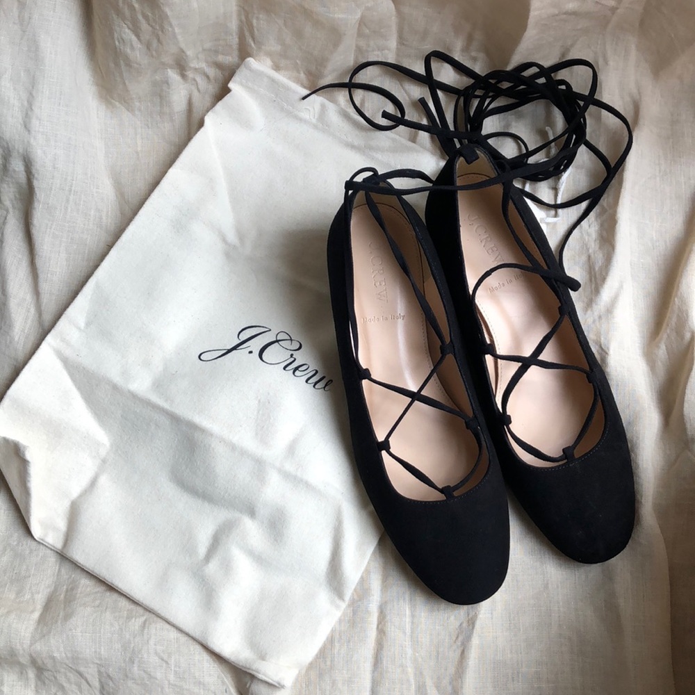 J. Crew suede lace up heels